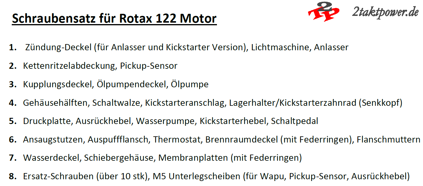 Schraubensatz Motor