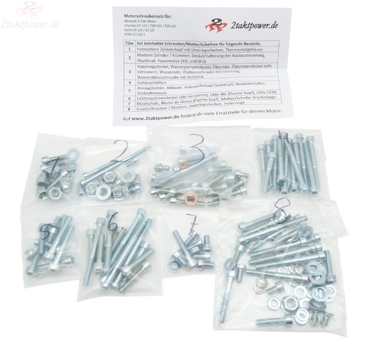Motor Schrauben Satz Set für Yamaha DT TDR TZR 125, Sachs ZX ZZ XTC 125, KTM LC2 125, Debi GPR 125
