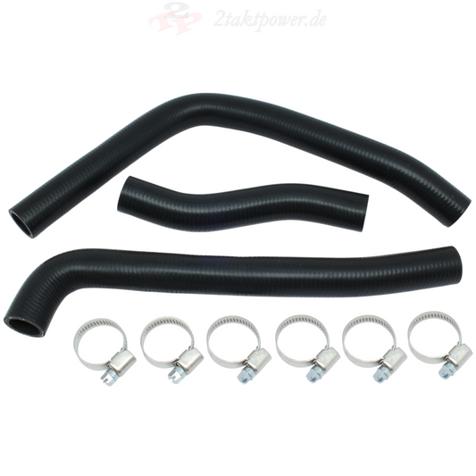 Kühlerschläuche mit Edelstahl Schauschellen für Kawasaki KMX 125. OE-Referenznummern: 390621189 / 390621190 / 390621275