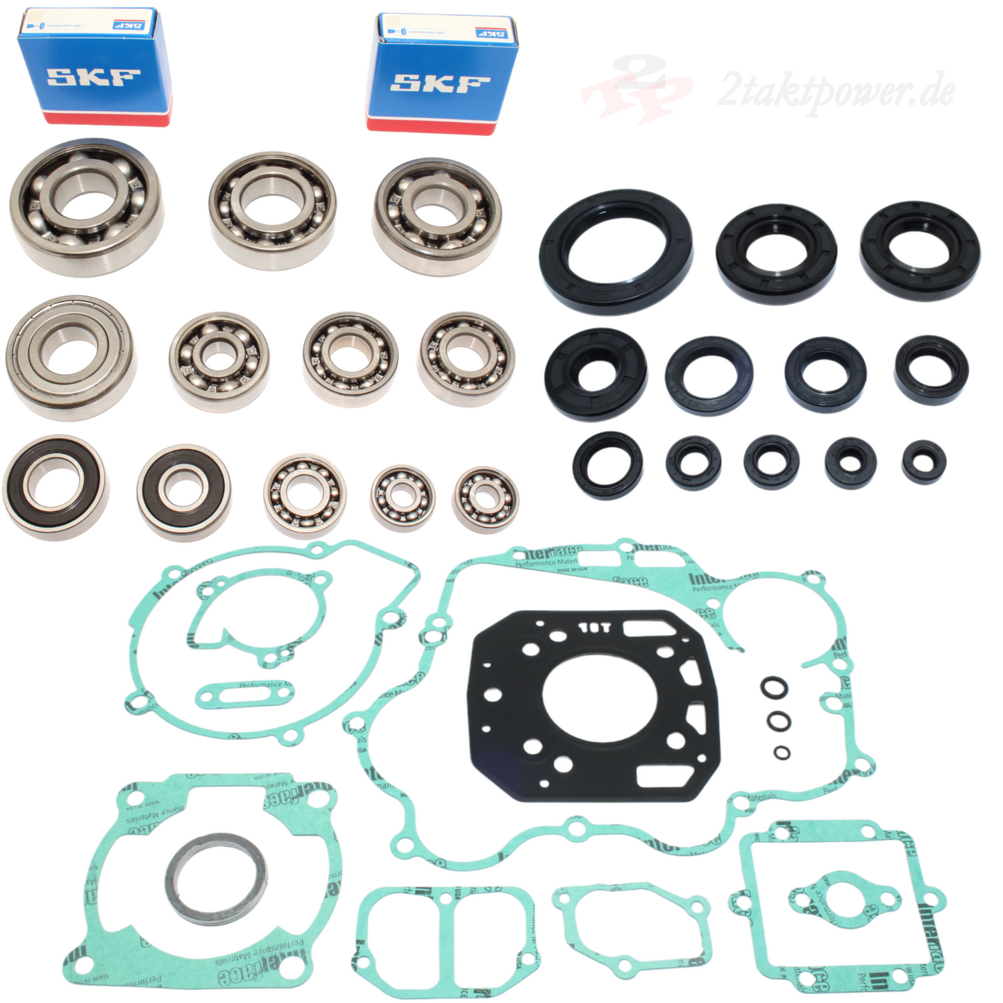 Motor Reparatursatz Überholsatz Set Dichtungen Simmerringe Lager Kugellager Motorlager für Kawasaki KMX 125